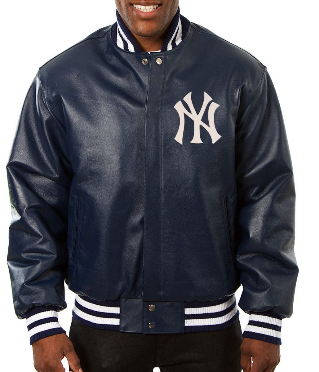 Varsity New York Yankees Navy Blue Leather Jacket