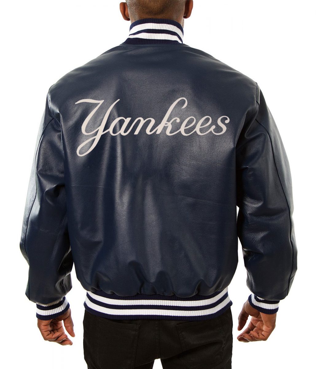 Varsity New York Yankees Navy Blue Leather Jacket