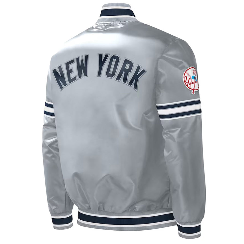 Slider NY Yankees Varsity Gray Satin Jacket