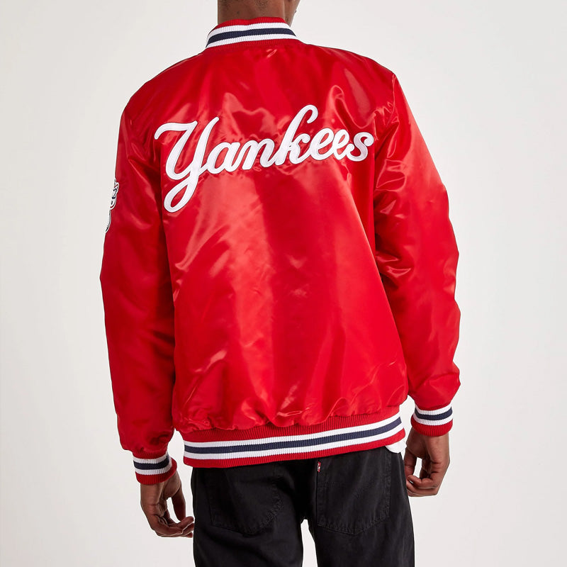 NY Yankees Red Varsity Satin Jacket