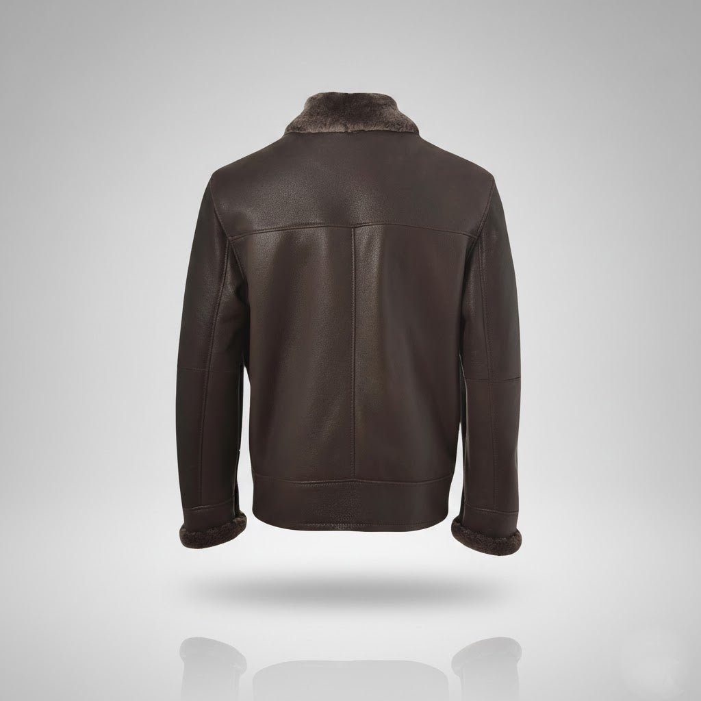 Men’s Leather Trench Coat – Mid-Length Winter Jacket