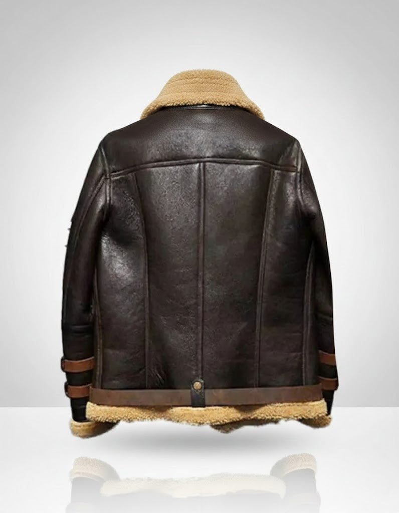 Men’s B-3 Shearling Leather Bomber Jacket – Real Flight Jacket