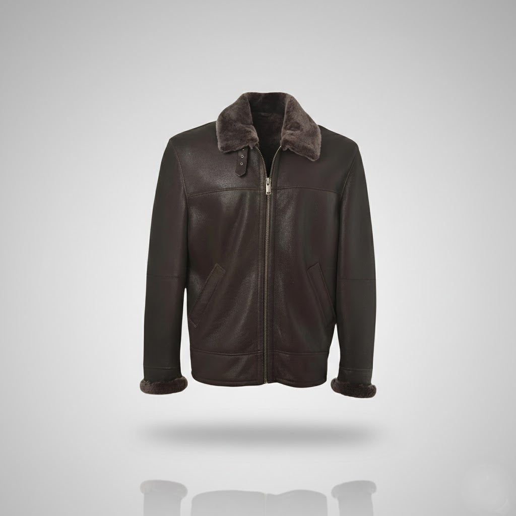 Men’s Leather Trench Coat – Mid-Length Winter Jacket