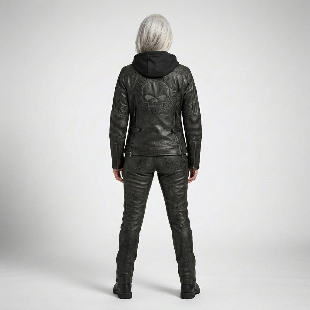 Women’s Aurora Harely Davidson Genuine Leather Jacket – Slim Fit Moto Style
