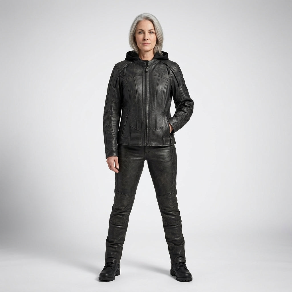 Women’s Aurora Harely Davidson Genuine Leather Jacket – Slim Fit Moto Style