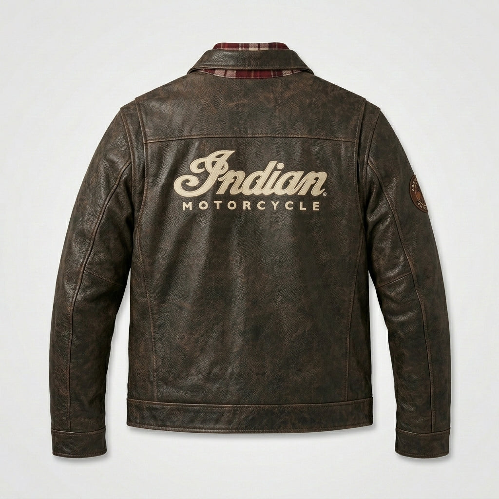 Men’s Custom Star Detail Leather Moto Jacket – Premium Biker Performance Gear