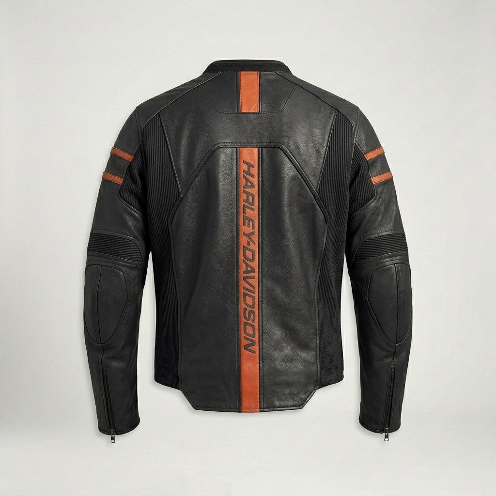 Men’s Brawler Leather Moto Jacket – Harley-Style Black Biker Jacket