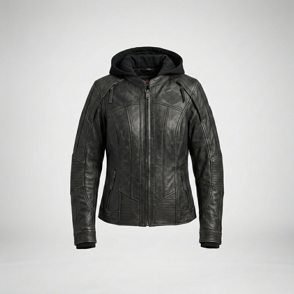 Women’s Aurora Harely Davidson Genuine Leather Jacket – Slim Fit Moto Style