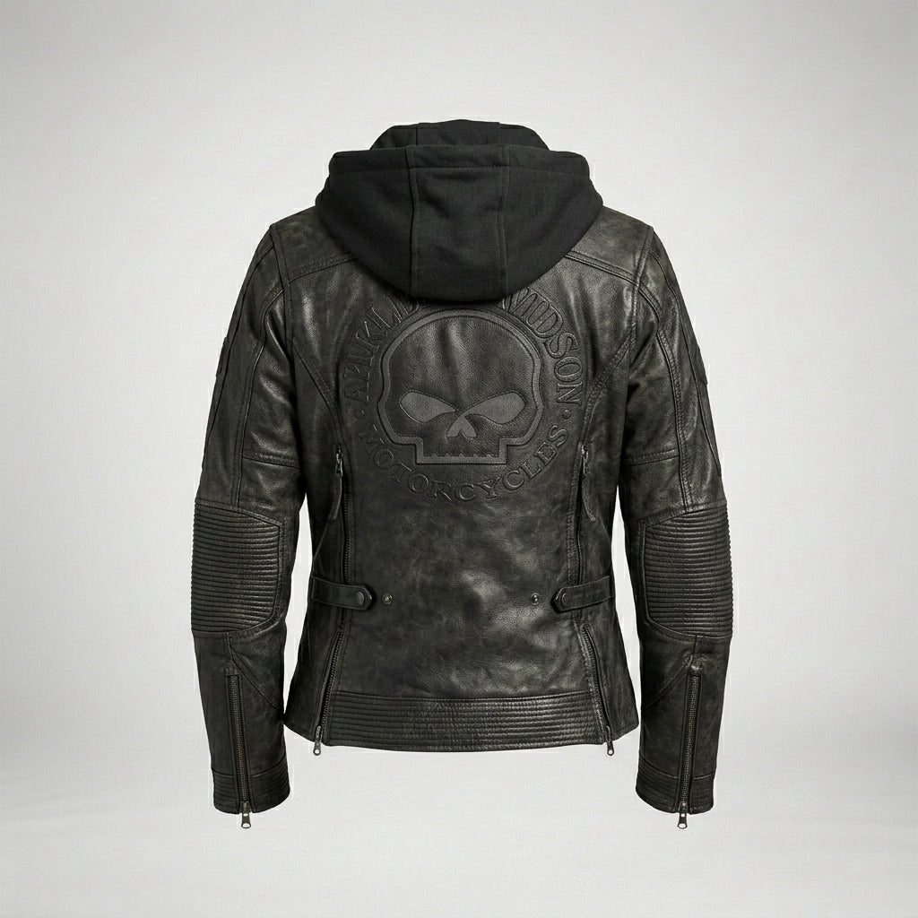 Women’s Aurora Harely Davidson Genuine Leather Jacket – Slim Fit Moto Style