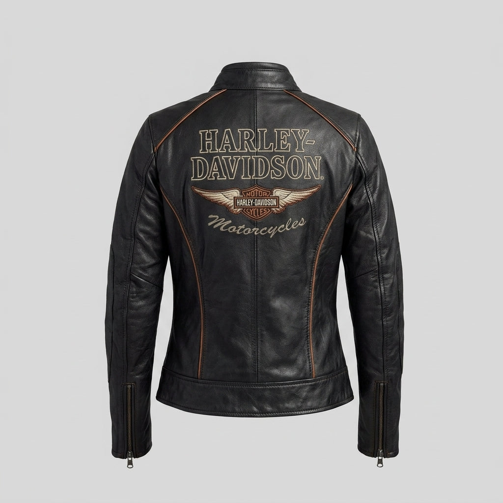 Women’s Epoch Leather Moto Jacket – Harley Davidson Black Biker Jacket