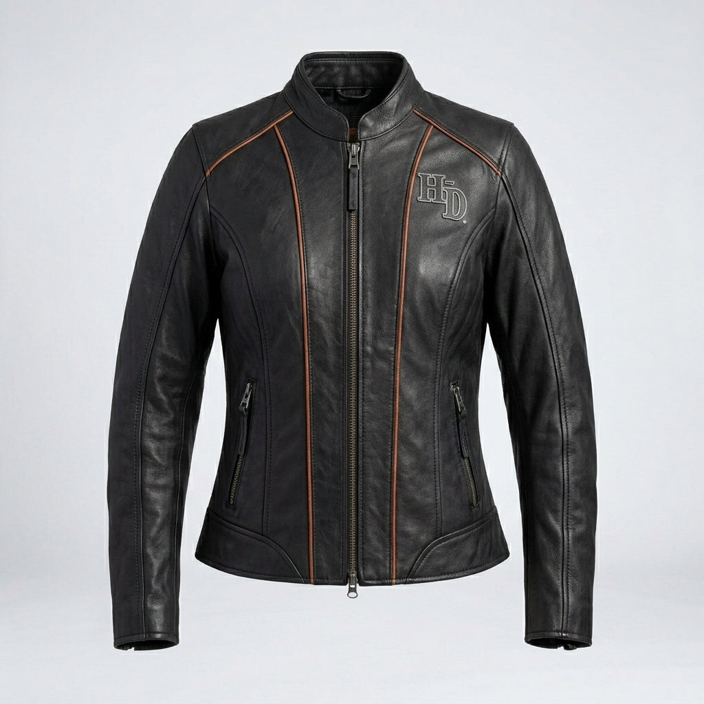 Women’s Epoch Leather Moto Jacket – Harley Davidson Black Biker Jacket