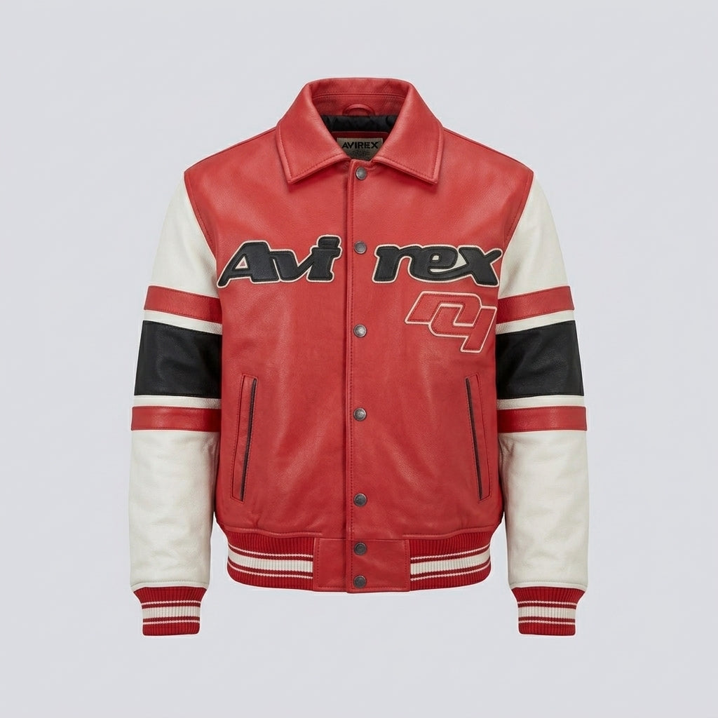 All Star Varsity Leather Bomber Jacket – Salvage Red Edition