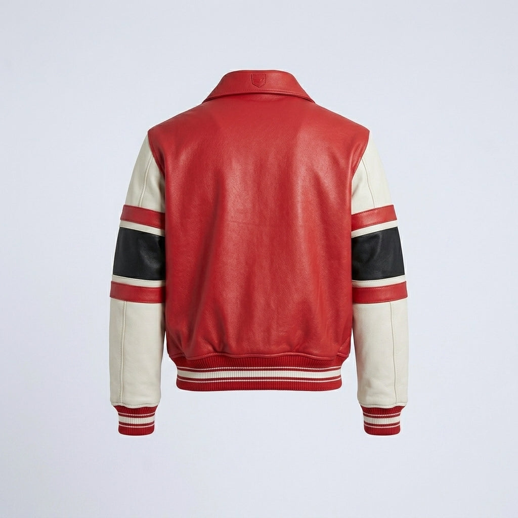 All Star Varsity Leather Bomber Jacket – Salvage Red Edition