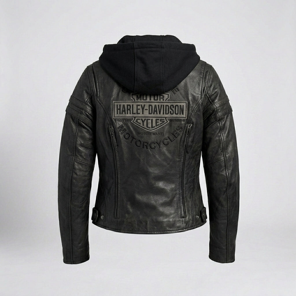 Women’s Miss Enthusiast Leather Motorcycle Jacket – Classic Harley Style