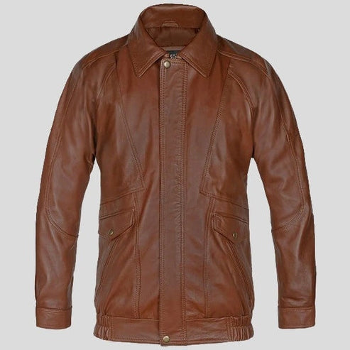 Men’s Aviator Bomber Premium Leather Jacket – Classic Flight Style