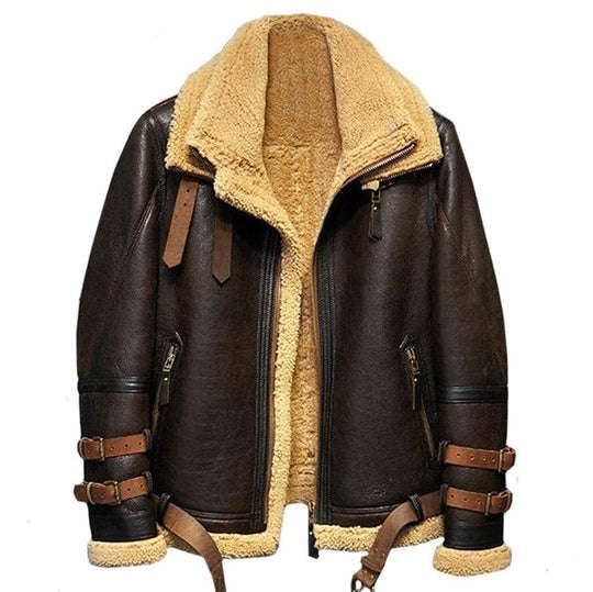 Men’s B3 Aviator Sheepskin Flight Fur Leather Jacket