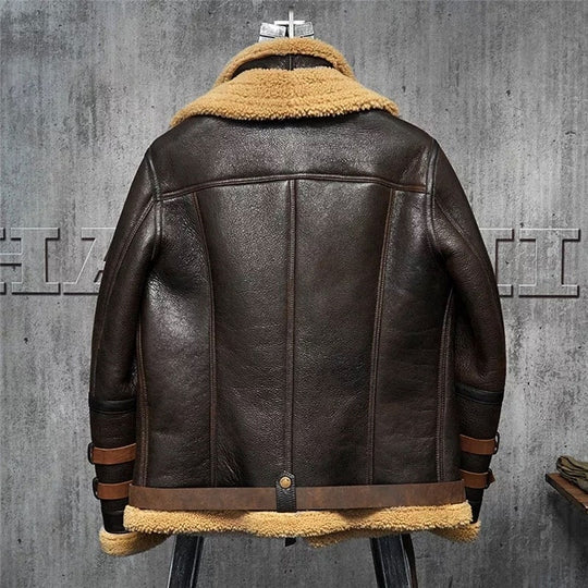 Men’s B3 Aviator Sheepskin Flight Fur Leather Jacket