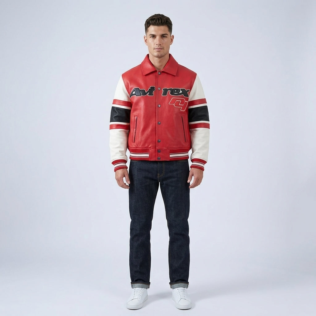 All Star Varsity Leather Bomber Jacket – Salvage Red Edition