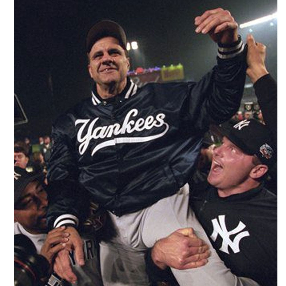 New York Yankees Joe Torre Bomber Satin Jacket Navy Blue