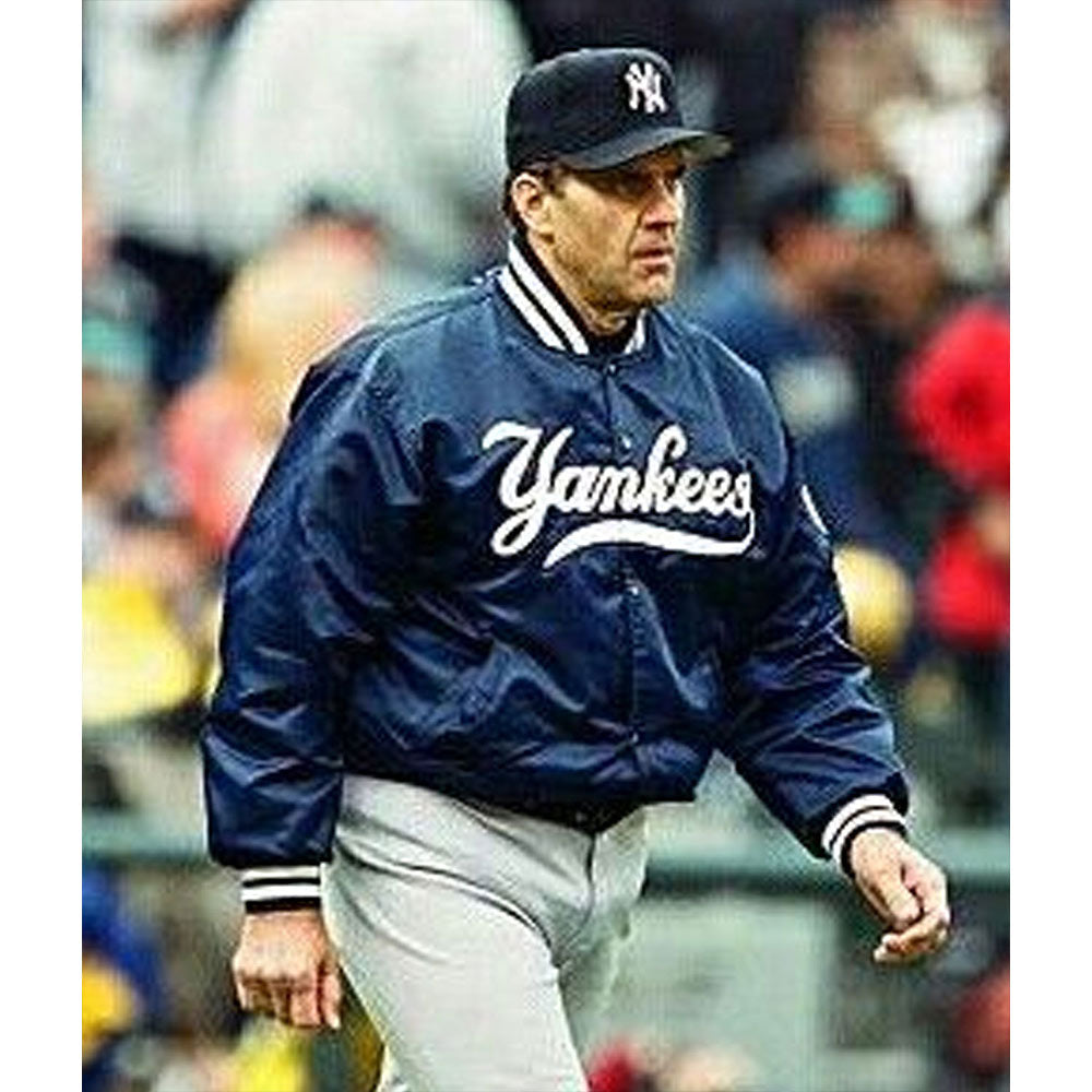 New York Yankees Joe Torre Bomber Satin Jacket Navy Blue