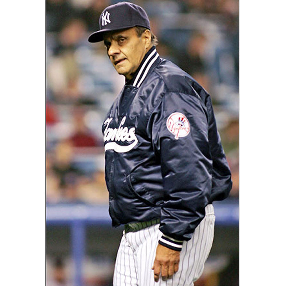 New York Yankees Joe Torre Bomber Satin Jacket Navy Blue
