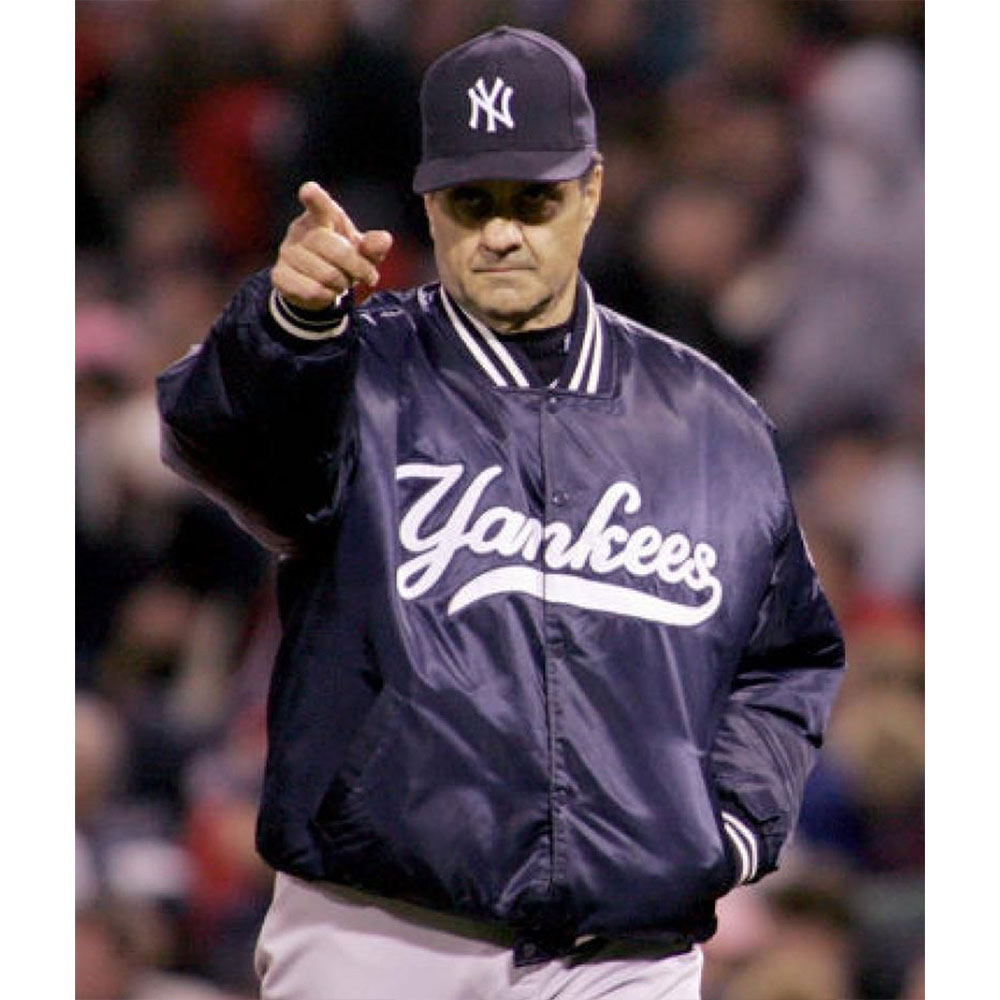 New York Yankees Joe Torre Bomber Satin Jacket Navy Blue