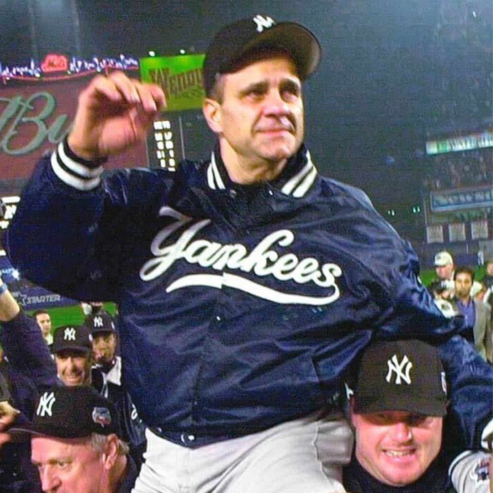 New York Yankees Joe Torre Bomber Satin Jacket Navy Blue