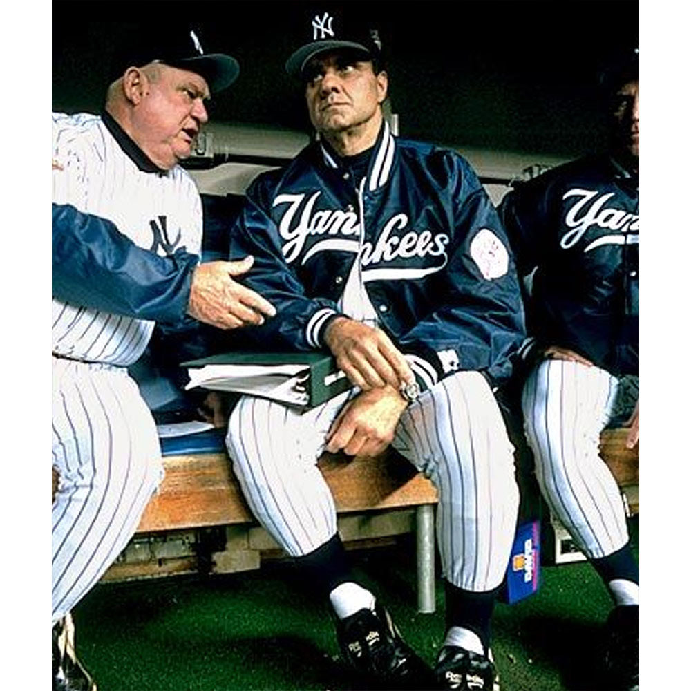 New York Yankees Joe Torre Bomber Satin Jacket Navy Blue