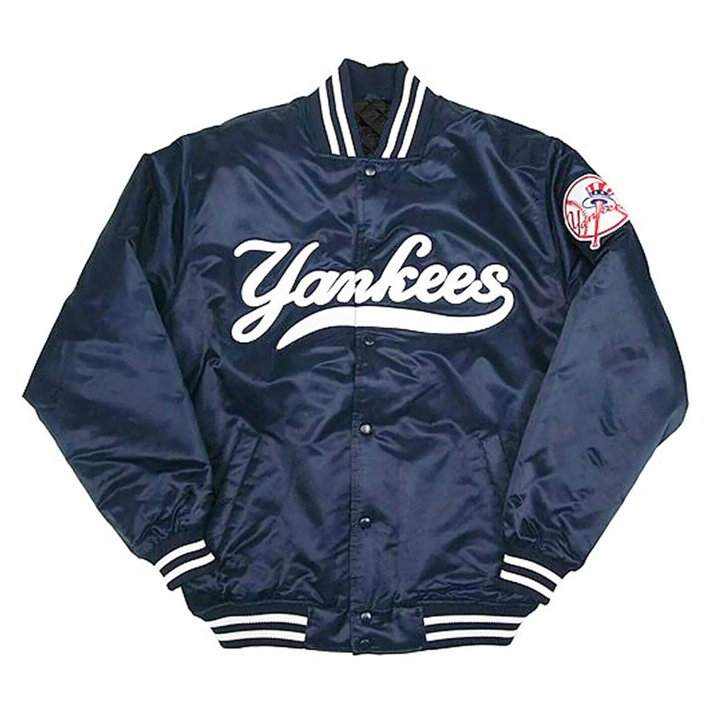 New York Yankees Joe Torre Bomber Satin Jacket Navy Blue
