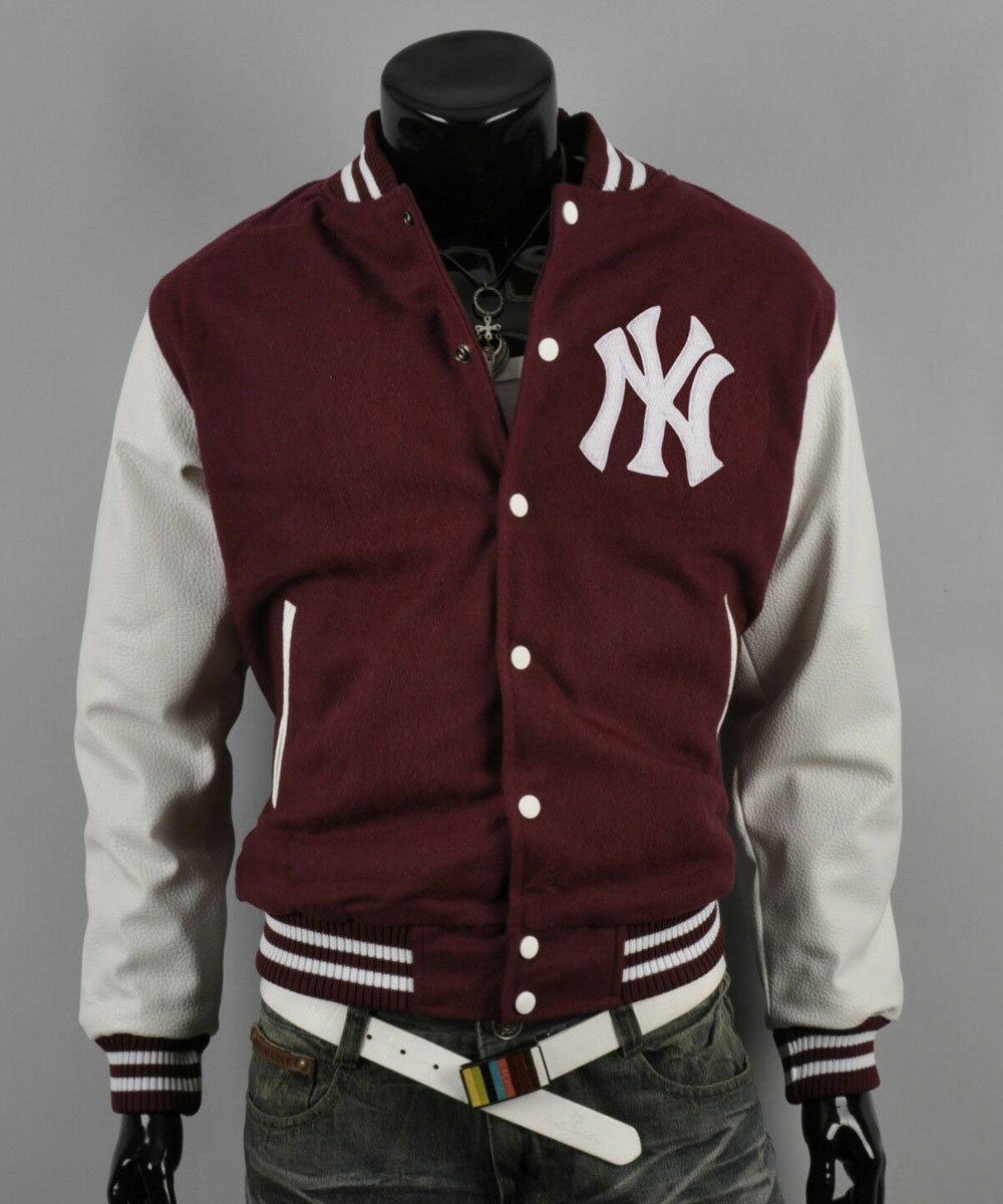 New York Yankees Men's Varsity Letterman Jacket Wool Leather