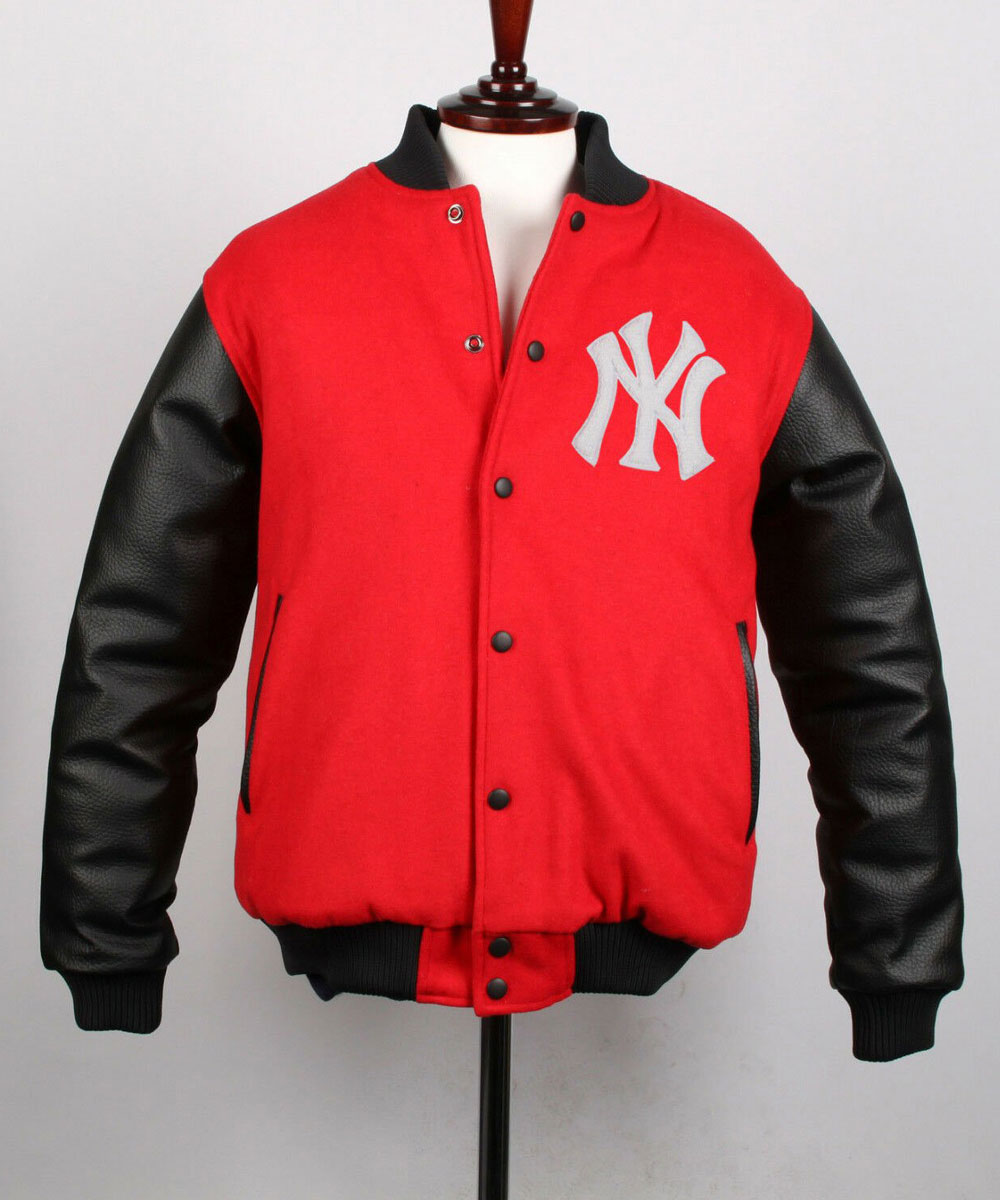 New York Yankees Men's Varsity Letterman Jacket Wool Leather