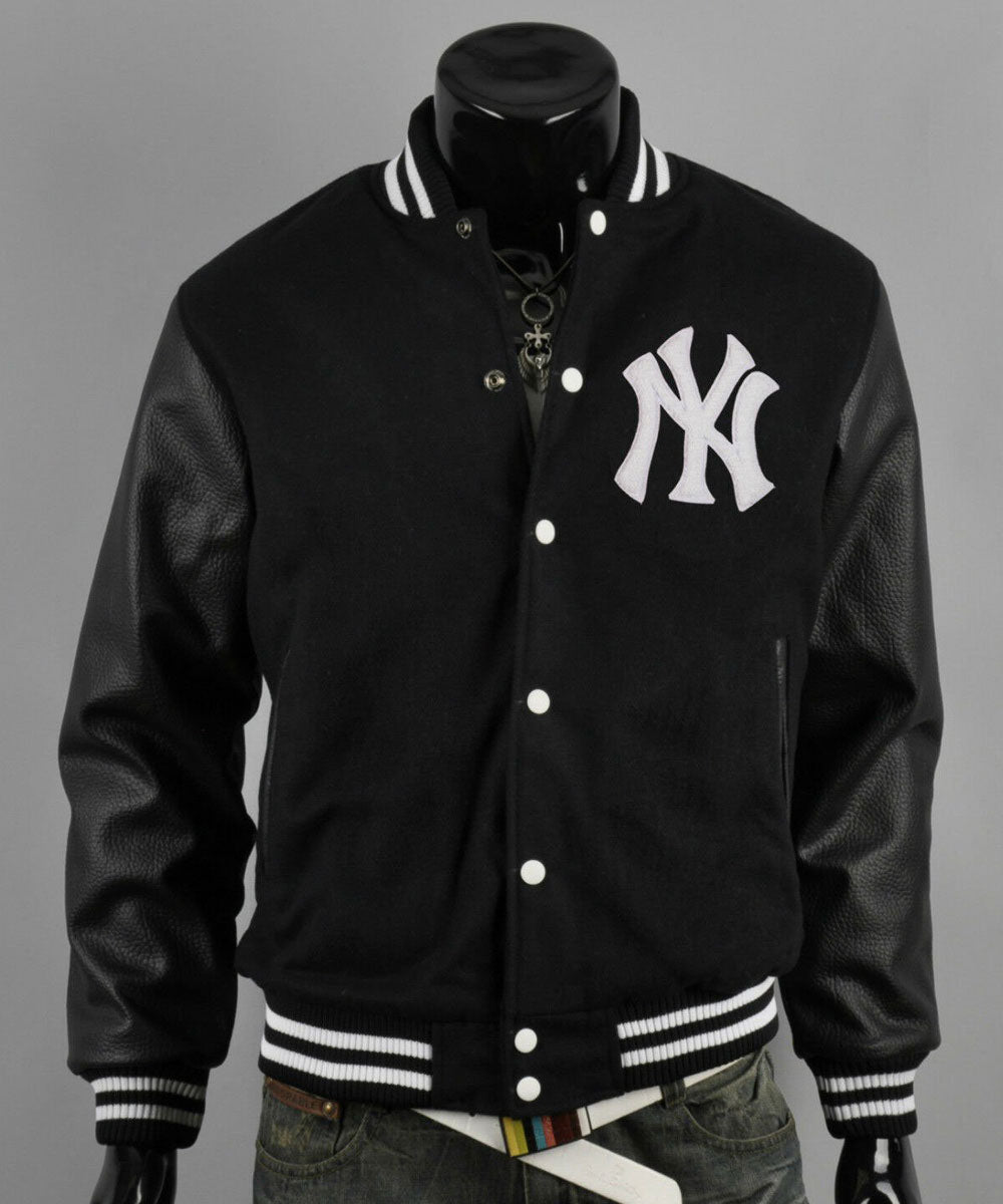 New York Yankees Men's Varsity Letterman Jacket Wool Leather