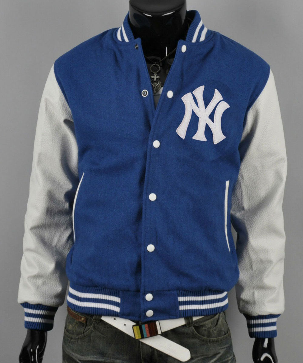 New York Yankees Men's Varsity Letterman Jacket Wool Leather
