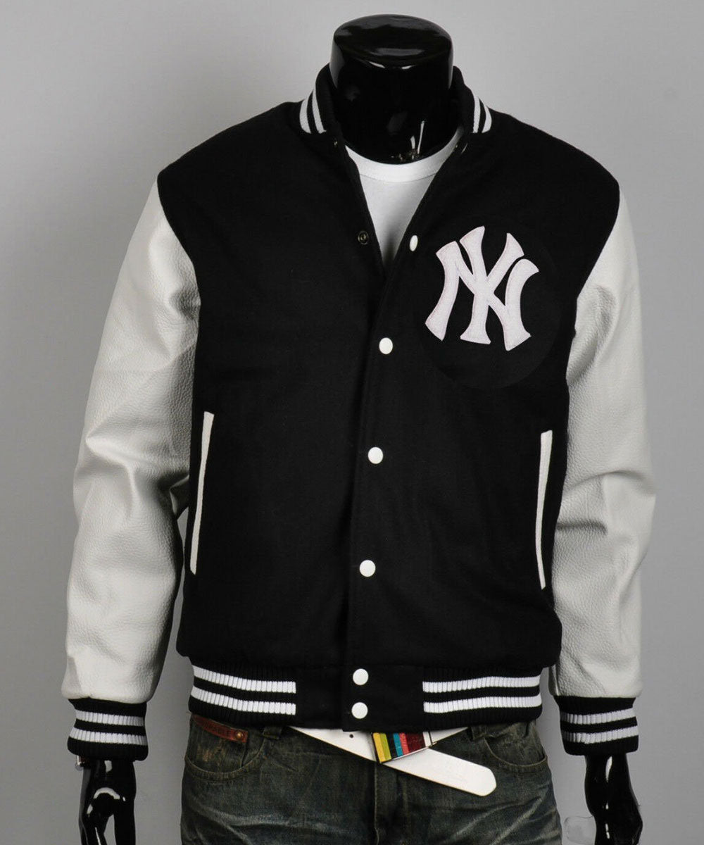 New York Yankees Men's Varsity Letterman Jacket Wool Leather