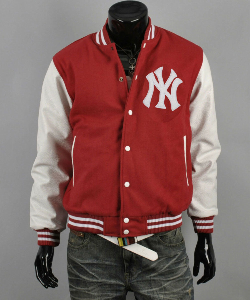 New York Yankees Men's Varsity Letterman Jacket Wool Leather