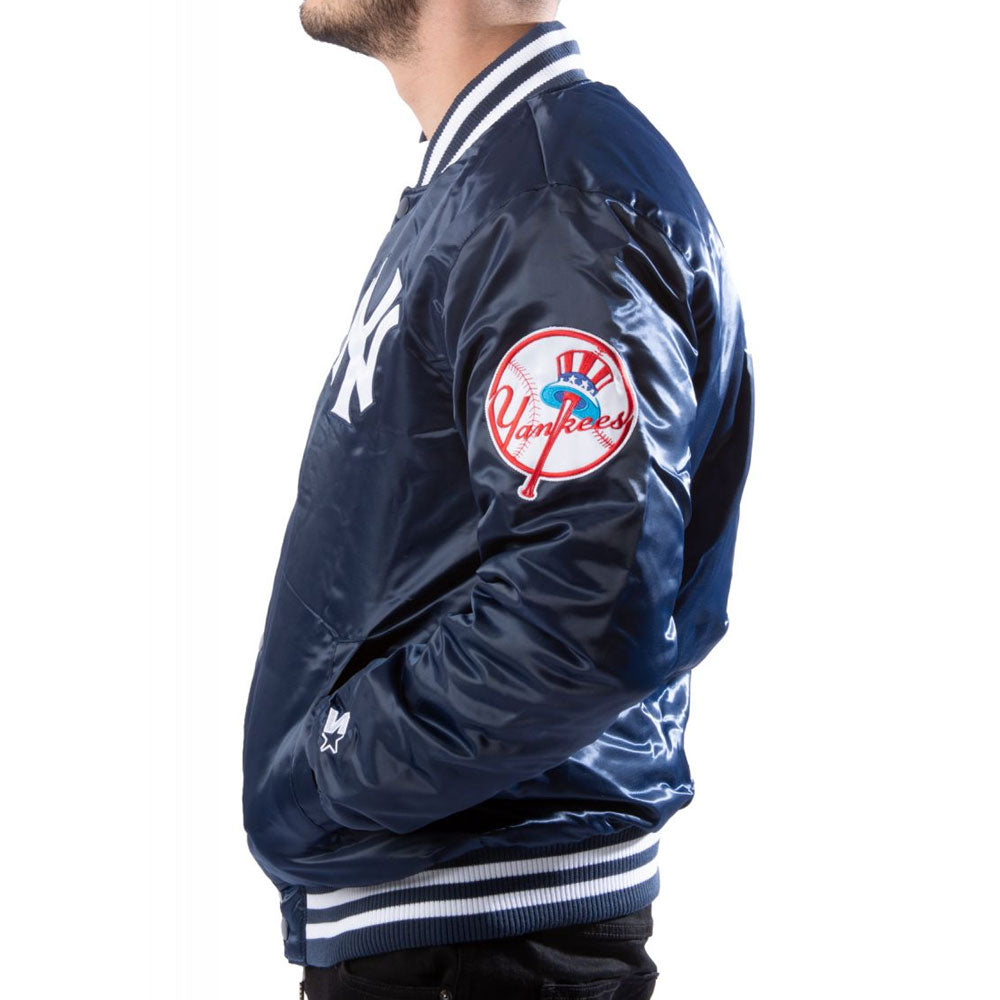 New York Yankees 90s Satin Bomber Jacket Blue White
