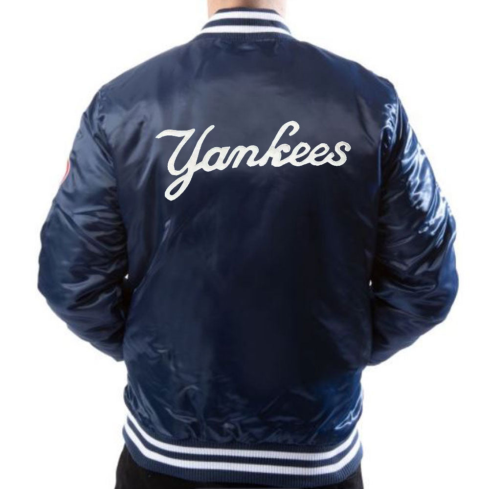 New York Yankees 90s Satin Bomber Jacket Blue White