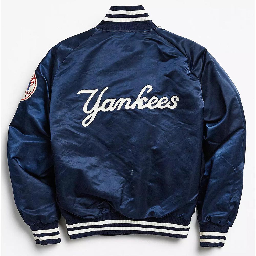 New York Yankees 90s Satin Bomber Jacket Blue White