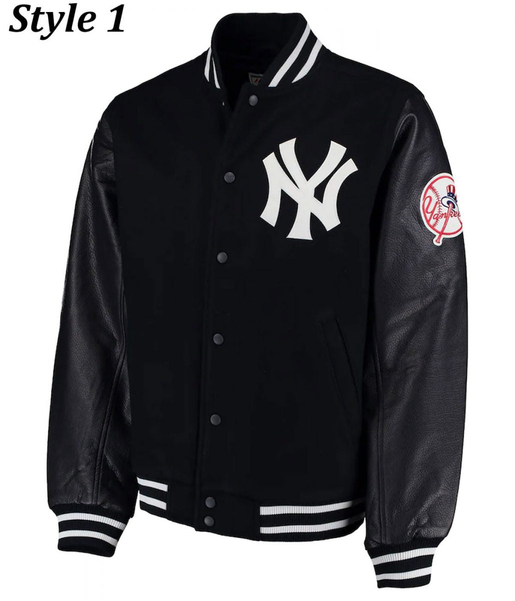 NY Yankees Varsity Wool/Leather Black Jacket
