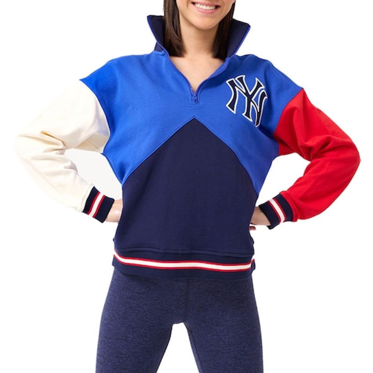 new-york-yankees-colorblock-quarter-zip-sweatshirt
