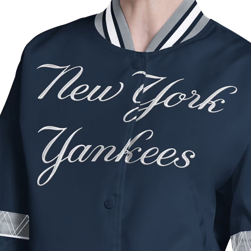 New York Yankees Interception Varsity Satin Jacket Navy