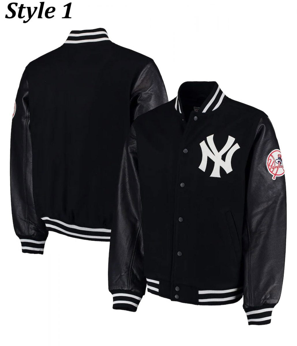 NY Yankees Varsity Wool/Leather Black Jacket