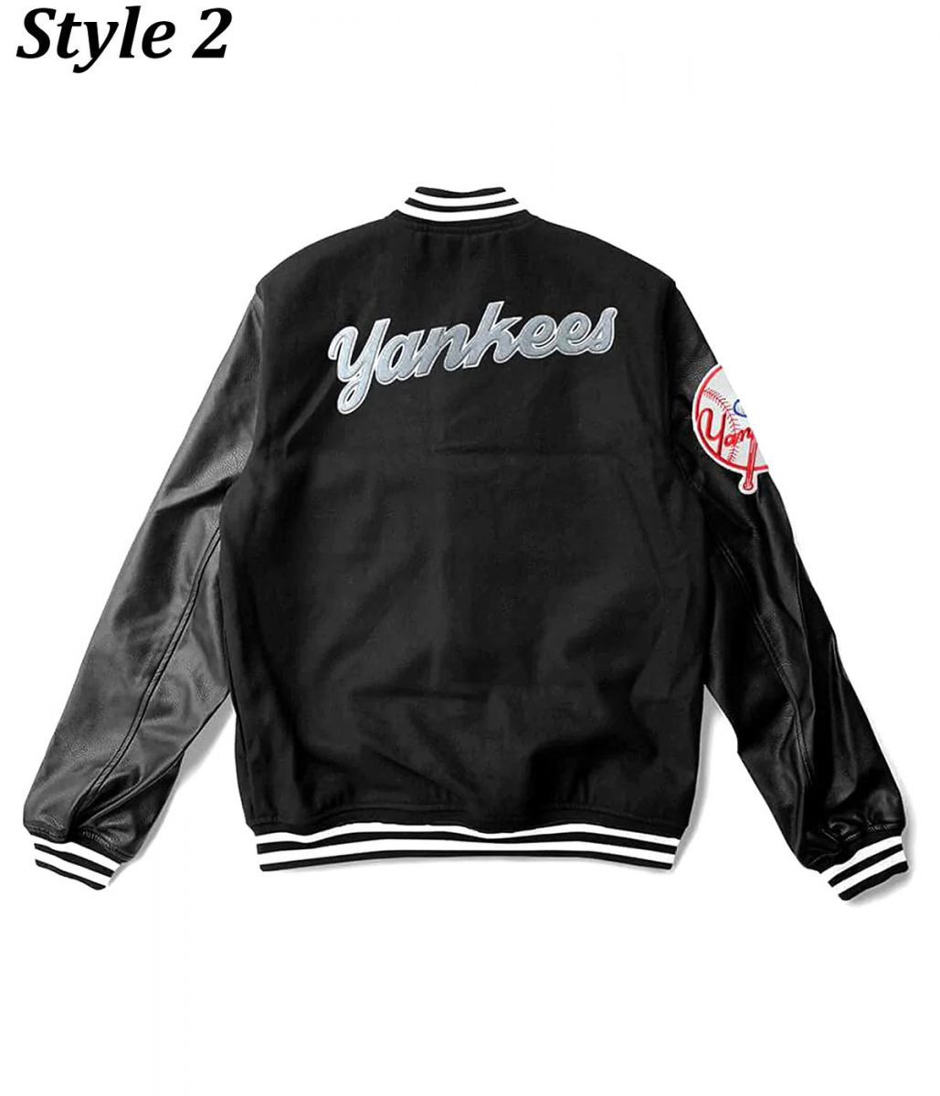 NY Yankees Varsity Wool/Leather Black Jacket