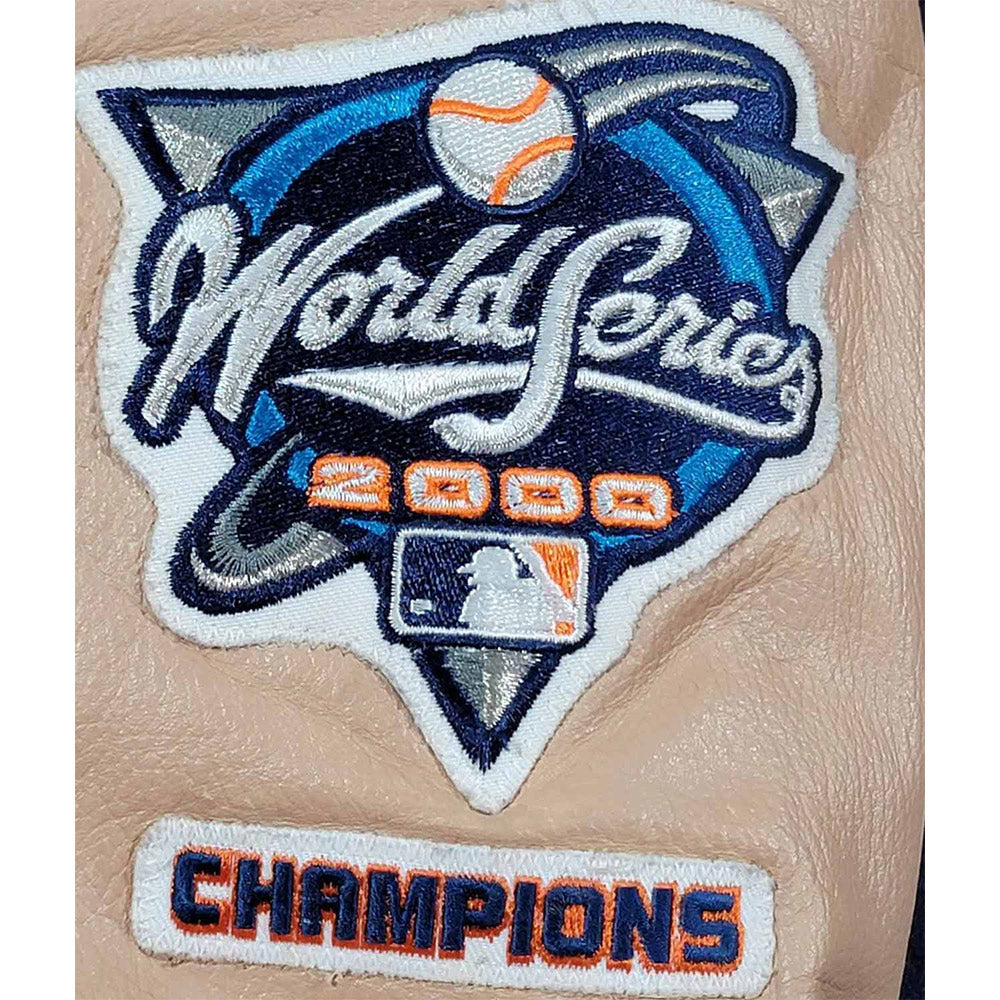 New York Yankees Y2K World Series Varsity Jacket Navy Beige