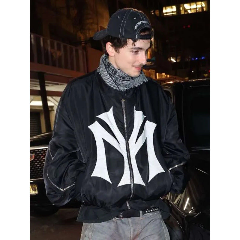 snl-afterparty-timothee-chalamet-ny-yankees-black-jacket